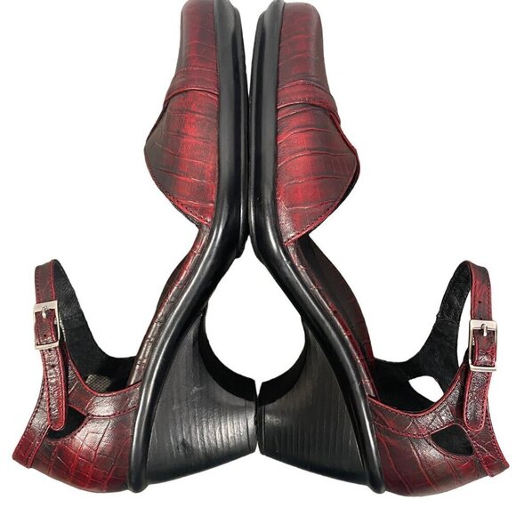 Dansko leather Mary Jane clogs oxblood croc embossed women's 39 - Picture 10 of 12